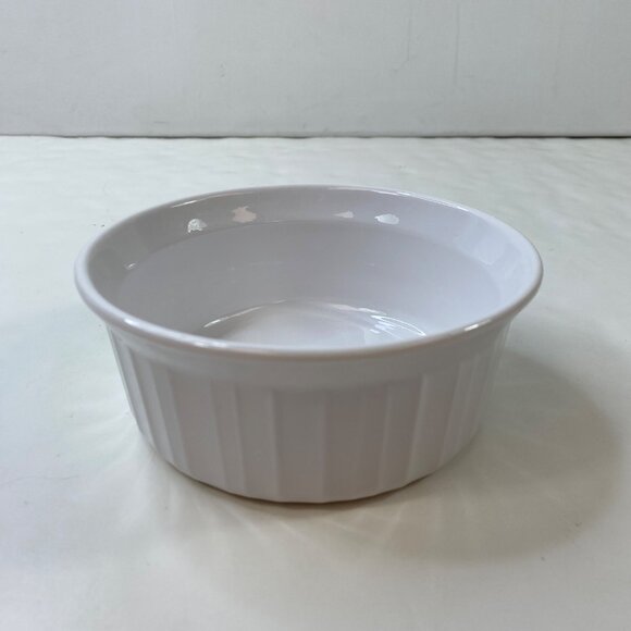 CorningWare French White F-16-B 16 oz Round Dish Set 5 Ribbed Oven Safe Vintage - Picture 2 of 8